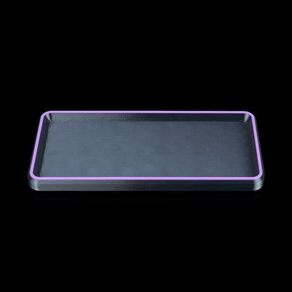 MJR Crafted modular desk organizer tray with a purple accent trim and textured dark grey surface.