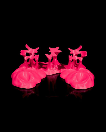 MJR Crafted pink 3D printed controller stand for PS5 and Xbox controllers, minimalist design.