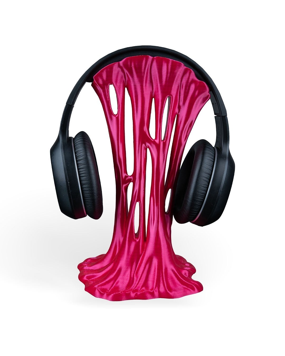 MJR Crafted pink dripping headphone stand holder with black headphones