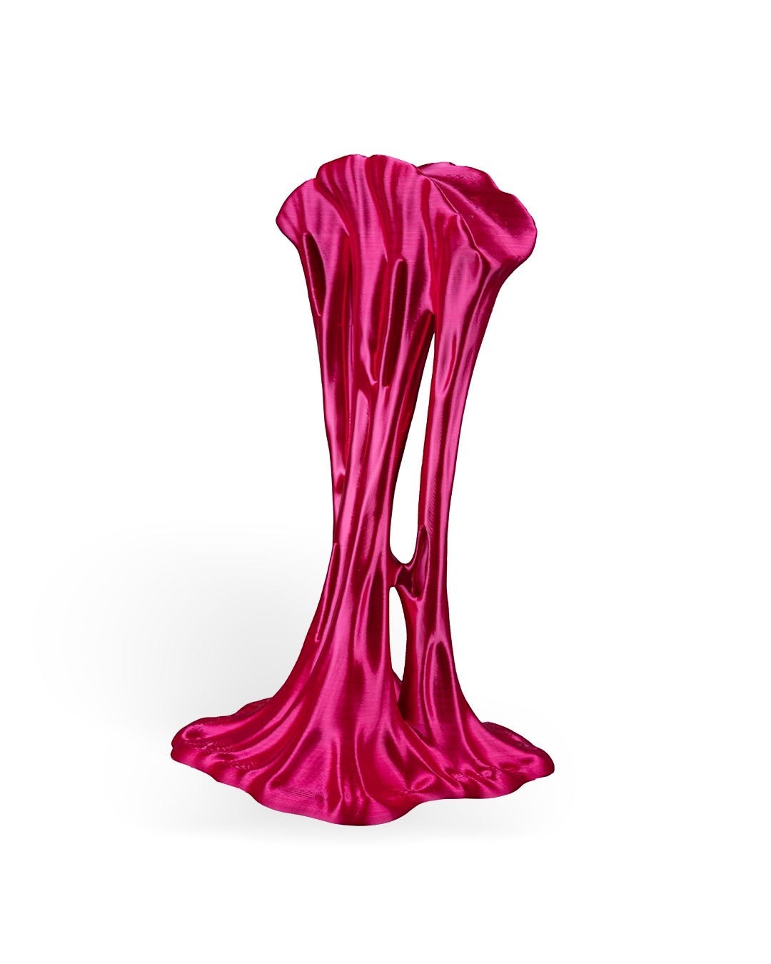 MJR Crafted pink metallic headphone stand with a dripping slime design.