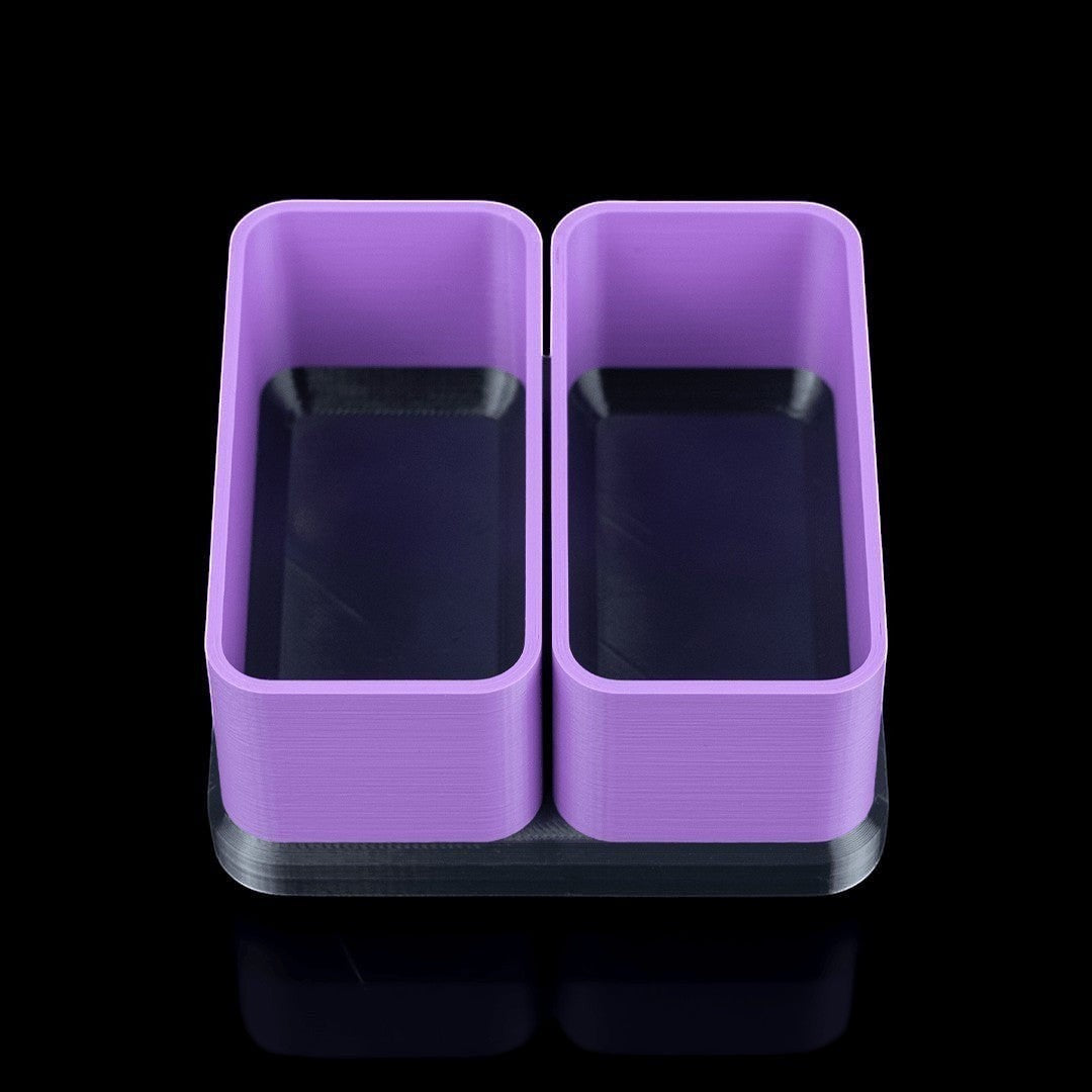 MJR Crafted purple modular desk organizer with two compartments and a dark base, perfect for small essentials.