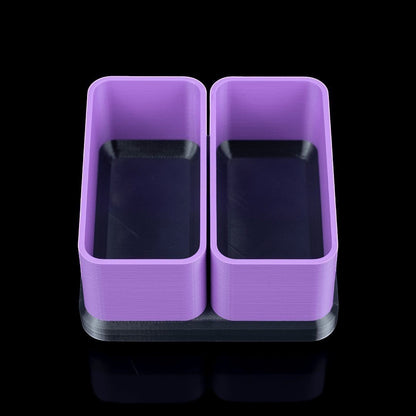 MJR Crafted purple modular desk organizer with two compartments and a dark base, perfect for small essentials.