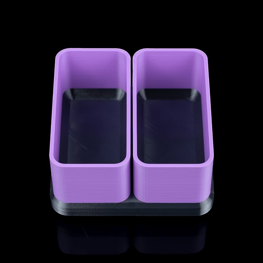 MJR Crafted purple modular desk organizer with two compartments and a dark base, perfect for small essentials.