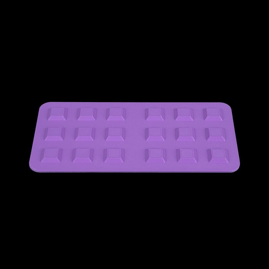 MJR Crafted purple modular desk organizer system with 20 square indentations for small items.