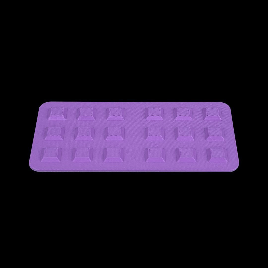 MJR Crafted purple modular desk organizer system with 20 square indentations for small items.