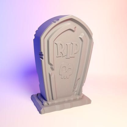 MJR Crafted Tombstone Headphone Stand with RIP and skull design, 3D printed.