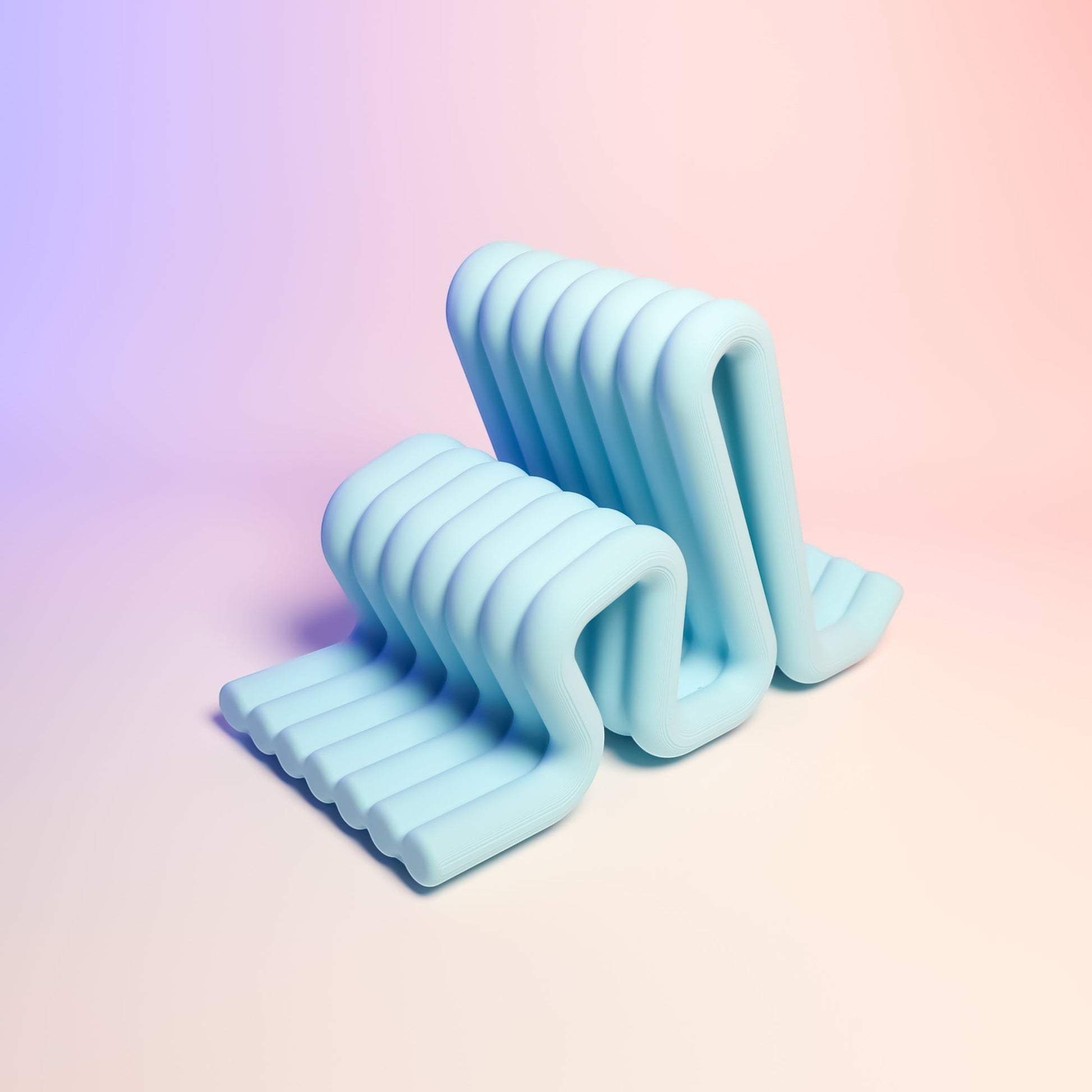 MJR Crafted light blue wavy phone stand with ribbed texture, perfect for desks and nightstands.