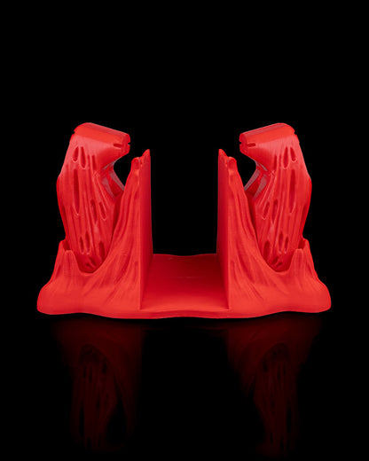 MJR Crafted red 3D printed "Chew It" monster dock cover and controller holder for Nintendo Switch.